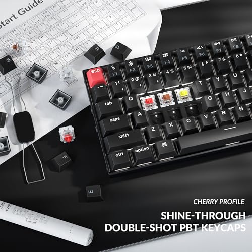Keychron K4 96% Layout QMK Wireless and Wired Options Mechanical Keyboard, White Backlight Red Switch, Hot-swappable, Paired with Shine-Through Double-Shot PBT Keycaps for Mac Windows - Version 3 - color: Keychron Super Red Switch