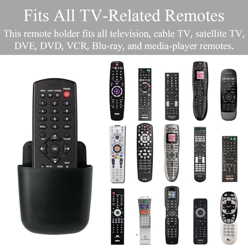 noonebutyou 3 Pcs Remote Control Holder Wall Mount Self Adhesive Remote Case Hole-Free Storage Organizer Wall Pencil Holder Phone Charging for Home Office School(Black) - color: Black