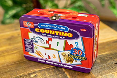 TS Shure by Bendon Counting Numbers 30-Piece Matching Puzzle with Tin Storage Case Pre-School Kindergarten Learning 51472 - style: Counting Numbers Puzzle Pair
