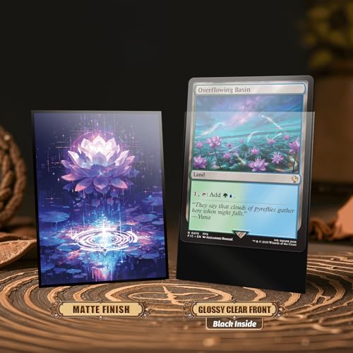 MTG Card Sleeves - Pixel Lotus - Ultra Clear Front & Matte Finish Back, 100 Count Standard Size Matte Art Sleeve for Magic The Gathering