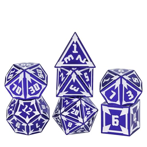 UDIXI Purple Metal Dice Set D&D Heavy Metallic DND Dice for Tabletop Games | 7-Pieces, Lozenge Pattern, Zinc Alloy Material, Gorgeous Gift Case, DM Gift, for Dungeons and Dragons Role Playing Games - color: Purple