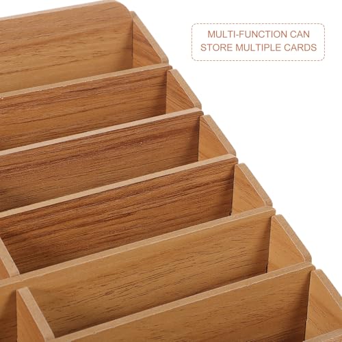 Multi-Functional 12-Compartment Wooden Card Storage Box for Trading Cards and Tokens, Lightweight Portable Organizer for Games DIY Assembly Light Brown