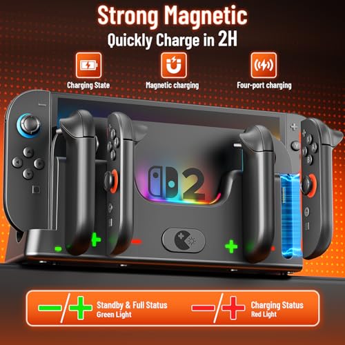 Switch Controller Charger Dock Station Compatible with Nintendo Switch & OLED Model Joy-con, Charging Dock Station Support to Charge 6 Joycons - size: 9''