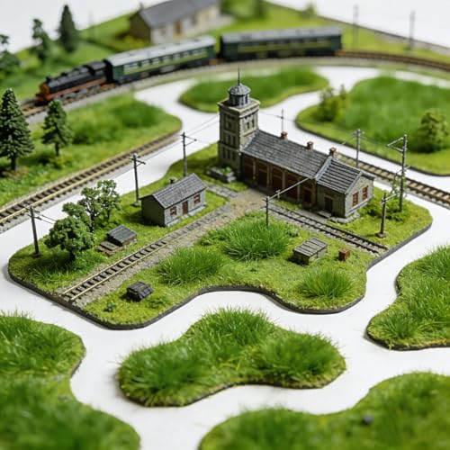 Static Grass Tufts Mat – 8 Peel-and-Play Pre-Cut Patches, Self-Adhesive Turf in Mixed Irregular Shapes for Diorama, Model Railway & Wargaming Terrain (1 Sheet) (Summer Green) - color: Summer Green