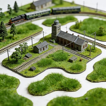 Static Grass Tufts Mat – 8 Peel-and-Play Pre-Cut Patches, Self-Adhesive Turf in Mixed Irregular Shapes for Diorama, Model Railway & Wargaming Terrain (1 Sheet) (Summer Green) - color: Summer Green
