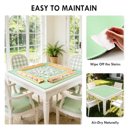 Green 31.5" Crease-Free Non-Slip Noise Reduction Mahjong Mat | American Mahjong Table Cover with Carrying Bag for Poker Card Games Dominoes & Board Games - color: Green