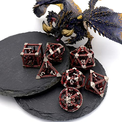 Hollow Cthulhu Dice Set,7-Piece Polyhedral Dice for D&D,Blood | Lightweight 3D Hollow Octopus Dice with Clear Numbers, Copper Construction,Gift Box and Velvet Bag for RPG Play and Gifting. - color: Cthulhu Blood