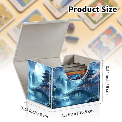 Stylish MTG Deck Box for 110+ Cards, Magnetic Commander Deck Case with Bonus Game Card Pouch, Durable Storage for TCG and Sleeved Magic Cards, Ancient Japanese - color: Ancient Japanese