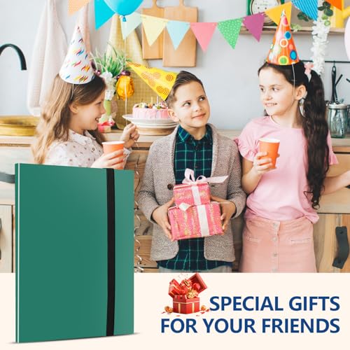 Card Binder, EDUDIIU 9 Pockets Premium Trading Card Binders, Cards Collection Binder Album, Side Loading Yugioh Holder Book for Sport, Football, Baseball Collector - Green - color: Green