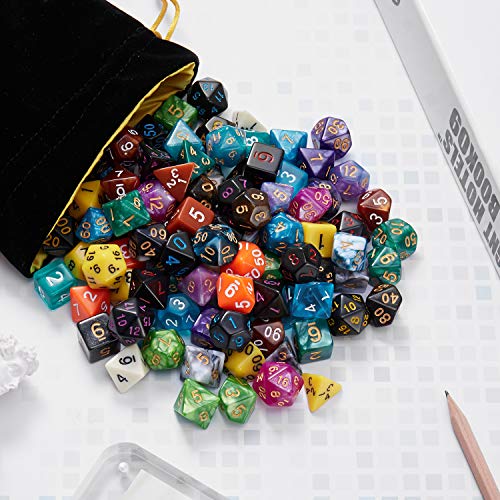 Coyeekn 20-Set DND Polyhedral Dice with Storage Pouch | 140 Total Polyhedral Dice, 7 Per Set, 20 Complete Dice Sets (D4-D20), Great for D&D, MTG & Tabletop RPG Games - color: 20set-140pcs