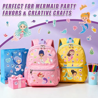 42 Sheets Create Mermaid of Dreams Stickers, Make Your Own Stickers for Boys and Girls, Travel Sticker Books, Party Favors, Birthday, Home, School and Activities Gifts for Kids Ages 3+ - style: Mermaid