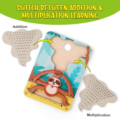 Sloth Calculator Math Toy, Montessori Math Manipulatives for Kids, Addition & Multiplication Practice Board, Hands-On STEM Learning Toy for Classroom & Homeschool, Gift for Ages 6+