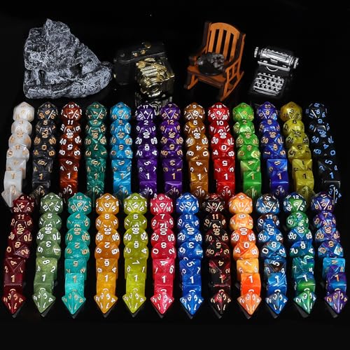 QMay 25 Sets Polyhedral Dice - 175 Pcs (25 X 7) DND Dice + 1 Large Dice Bag | 25 Colors D4 D6 D8 D10 D% D12 D20, Great for Dungeons&Dragons, MTG, Role Playing Table Games, Dice Goblins, RPG Players & DMs - color: 25 Sets-175pcs