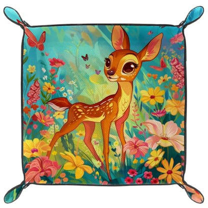 Flowers Deer Dice Tray Dice Rolling Tray Folding Dice Holder for Dice Games, Like RPG, DND and Other Table Games - color: Multi 2