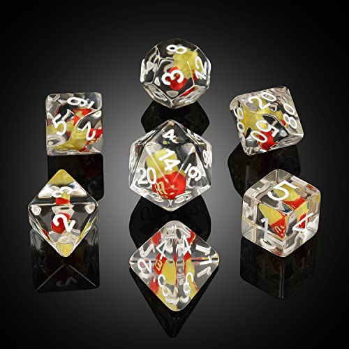 Chips DND Dice Set, DNDND 7PCS Resin Polyhedral Die with Velvet Bag for D&D Role Playing Games and Tabletop Games（Chips - color: Chips