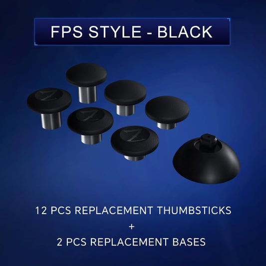 ZD Gaming B-Type Thumb Grip Replacement Kit, Standard/FPS/Arcade Joystick Caps with Replacement Bases, Non-Slip, Compatible with PlayStation/NS Pro Controllers, Enhanced Precision for E-Sports Gaming & All Game Modes (FPS Style)-Black - color: Black
