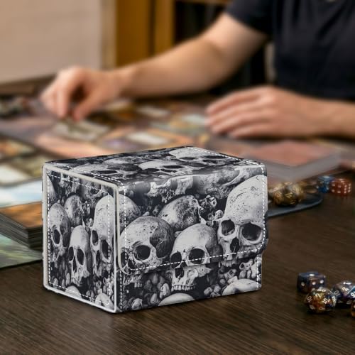 Card Deck Box for MTG Trading Cards with Magnetic Closure,Premium Card Storage Box Case Cover for TCG CCG Magic Cards,Skull Pile - color: Skull Pile