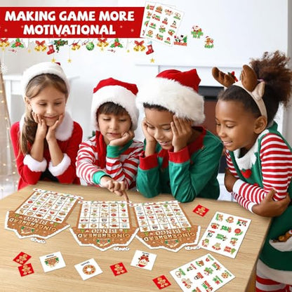 39Pcs Christmas Gingerbread Themed Bingo Game for Kids Adults 24 Players Christmas Baking Game Cards with Reward Stickers for Family Friends Students Large Group Activities Winter Holiday Party Favors - style: Christmas Gingerbread