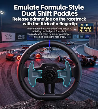 PXN V9Gen2 Racing Wheel with Pedals and Shifter 270/900 Degree Gaming steering Wheel for PC,PS4,PS3,Xbox One, Xbox Series X/S,N-Switch (NOT Support Mac/PS5)