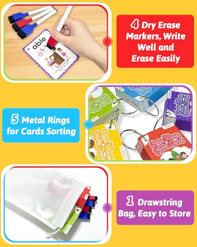 520 Sight Words Flash Cards Kindergarten, 1st 2nd 3rd Grade Reading Books | Learn to Read, Preschool Kindergarten Workbooks, Writing & Spelling Games, Dolch & Fry List, Homeschool Supplies for Kids