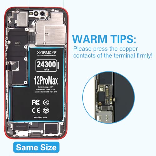 XYIRMCYF 24300mAh Super Capacity Battery Compatible with iPhone 12 Pro Max, 0 Cycle Li-Polymer Replacement Battery for iPhone 12 Pro Max, with Professional Repair Tool Kit - color: 12Promax-24300