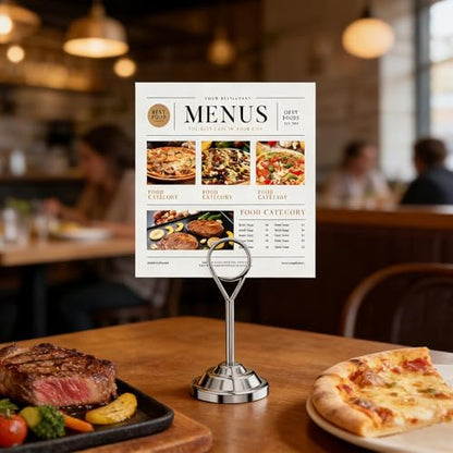 Urban Deco 16 Pieces Table Card Holder Place Card Holders 4 inches Steel Card Holders for Photos, Food Signs, Memo Notes, Weddings, Restaurants, Birthdays (Silver Round) - color: Silver Round