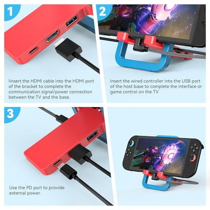 TV Docking Station for Switch 2, Foldable Portable TV Base Replacement, with 4K 60HzHDMI ，USB-C Charging Port，USB 3.0 Port.