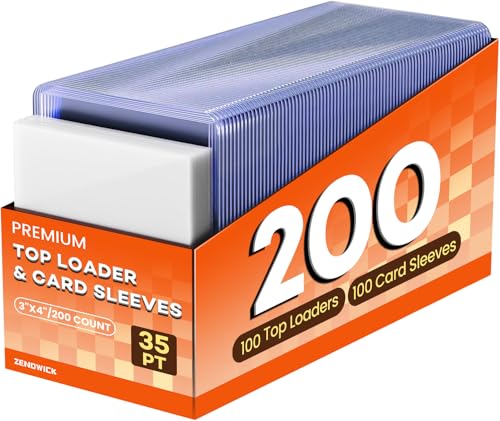 200 Card Sleeves Top Loaders for Cards, 3" x 4" Hard Plastic Toploaders | Baseball Card Protectors, Trading Card Holder for Trading Sports Football Game Cards (100 Toploaders + 100 Penny Sleeves) - size: 100 Hard Sleeves + 100 Soft Sleeves