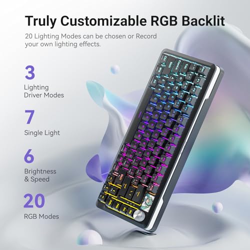 Redragon K708 Wireless Mechanical Keyboard with Screen, Volume Knob & Pre-Lubed Switches - Tri-Mode (Bluetooth/2.4G/USB-C) RGB Gasket Gaming Keyboard, Hot Swappable, 4000mAh Battery for PC, Mac, etc. - color: Black