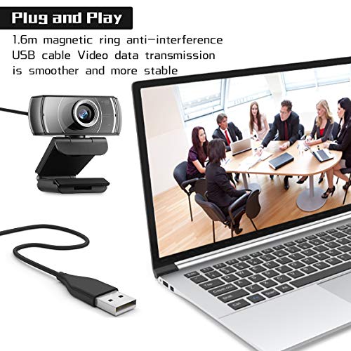 Webcam with Microphone 1080P 60FPS, Privacy Cover Web Camera for Desktop, Autofocus, Dual Noise-Cancelling Mics Streaming Webcam for Gaming, Laptop/Mac/Zoom/YouTube/Video Calling/Office