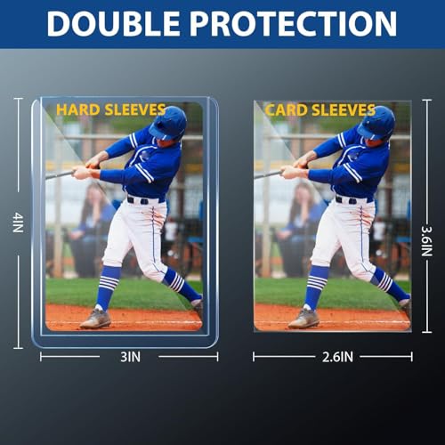 1000 Hard Plastic Card Sleeves, Premium Baseball Card Protectors, 3"x 4" Trading Cards Sleeves, Sports Game Cards Holder Top Cases (500 Hard Sleeve + 500 Soft Sleeve) - size: 500 Hard Sleeves + 500 Soft Sleeves