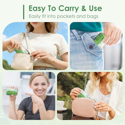 Mini RFID Credit Card Holder for Women Men, Slim Business Metal Hard Card Case, Cute Aluminum Travel Card Wallet ID Case, Green Wheat Field - color: Green Wheat Field