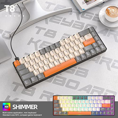 68 Keys Wired Mechanical Gaming Keyboards with RGB Backlight, Mini Portable 60% Mechanical Gaming Keyboard for Computer Laptop Gamer (Twilight Edition Blue Switch) - color: Twilight Edition Blue Switch