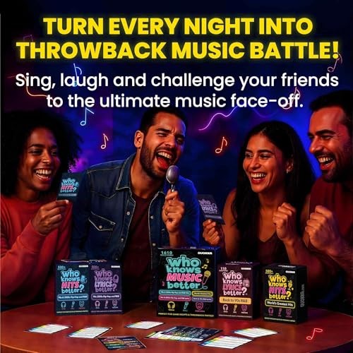 Quokka Party Games for Adults and Families - Ultimate Trivia Music Games | Who Knows Music Better? 1610 Music Game Questions – 4 Pack Box – Singing, Karaoke, Fun Music Challenge for 90s and 2000s Fans - color: Music Set