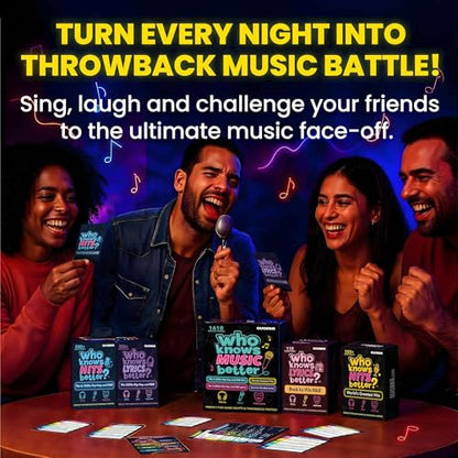 Quokka Party Games for Adults and Families - Ultimate Trivia Music Games | Who Knows Music Better? 1610 Music Game Questions – 4 Pack Box – Singing, Karaoke, Fun Music Challenge for 90s and 2000s Fans - color: Music Set