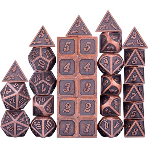 Extended Metal Dice RPG Set | 31 Piece Polyhedral Dice for DND5E Tabletop Role Playing Adventure Games (Copper) - color: Copper
