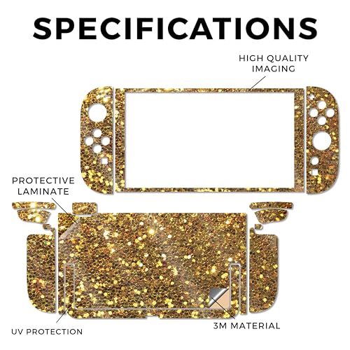 Glossy Glitter Gaming Skin Compatible with Nintendo Switch 2 Console Only - Gold Dazzle - Premium 3M Vinyl Protective Wrap Decal Cover - Easy to Apply | Crafted in The USA by MightySkins - color: Gold Dazzle, size: Switch 2 Console Skin Only, style: Gloss