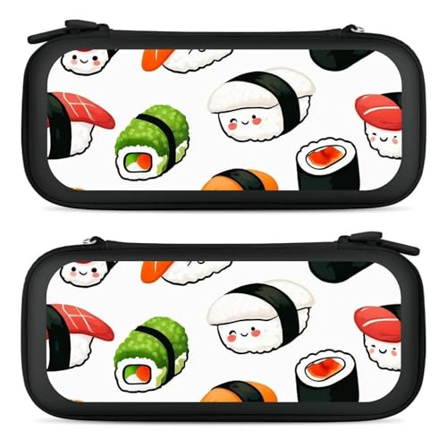 Travel Handheld Carrying Case Compatible with Switch Travel Storage Holder with Mesh Pocket Cute Food Japanese Sushi Hard Shell Protective Bag with 15 Game Cartridges - color: Color(87)