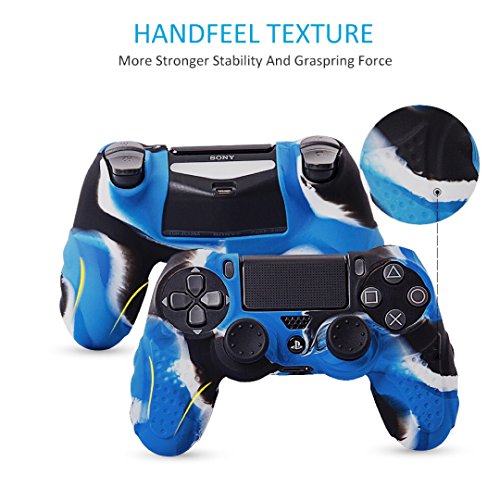 CHINFAI PS4 Controller DualShock4 Skin Grip Anti-Slip Silicone Cover Protector Case for Sony PS4/PS4 Slim/PS4 Pro Controller with 8 Thumb Grips (Camou-Blue) - color: Camou-blue