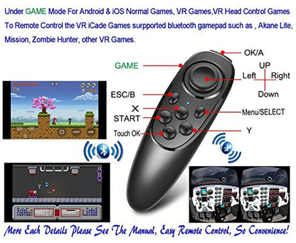 VR Remote Controller Gamepad Bluetooth Control VR Video, Game, Selfie, Flip E-Book/PPT/Nook Page, Mouse, in Virtual Reality Headset PC Tablet Laptop iPhone Smart Phone