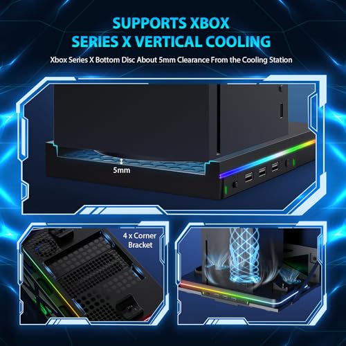 Wall Mount with Cooling Fan Charging Stand for Xbox Series X/S, Vertical Dual Controller Charger Station with 2 X 1100 mAh Rechargeable Battery for Xbox Console Accessories, 3 USB Ports, Headset Stand - size: Wall Mount+Cooling Charging Stand+Battery Pack