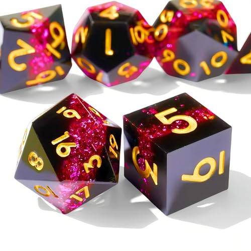 Dungeons and Dragons dice Set DND, polyhedral D&D Resin dice Set, Suitable for Role-Playing dice Game RPG Pathfinder DND dice Set - color: Ls-fine Sand Red