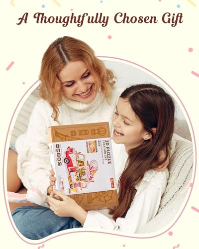 3D Wooden Puzzles for Adults - Ice Cream Truck Model Kit DIY Building Set, 290pcs Wood Craft Home Desk Decor, No Glue Needed Creative Gift for Family and Friends