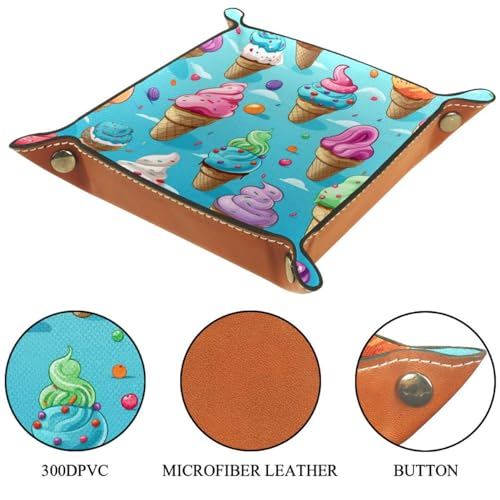 Ice Cream Dice Tray PU Leather Dice Rolling Tray Folding Dice Holder for Dice Games, Like RPG, DND and Other Table Games - color: Multi 7