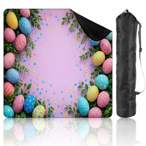Mahjong Mat for Table Decorated Easter Eggs Frame Pastel Colors Pink 31.5"x31.5" Non-Slip Noise Reduction American Mahjong Table Cloth for Poker Card Dominoes Tile Games Easter Gifts - color: Color6