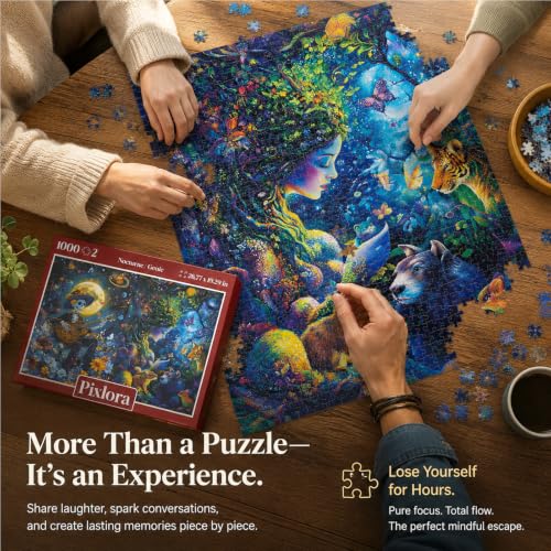 2pack-1000 Piece Puzzles for Adults, Premium Jigsaw Puzzles 1000 Pieces, Fantasy & Music Puzzles, Enchanted Forest Puzzles, Challenging Puzzles for Game Night, Ideal for Gift Giving - style: Nocturne&Genie