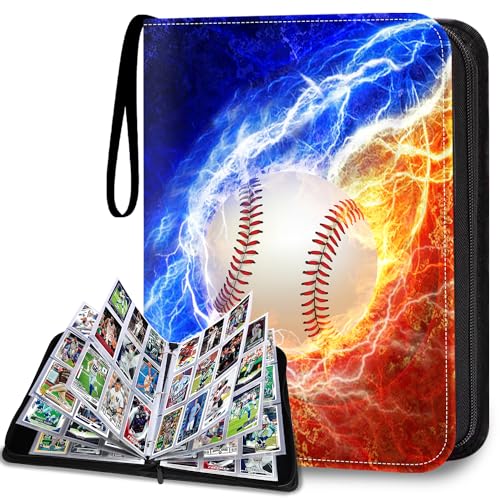 Baseball Card Binder 9 Pocket Fits 900 Cards, Trading Card Binder Album | 9-Pocket Design With 50 Removable Sleeves, Stores 900 Cards, Ideal For Sports And TCG Card Collections - color: Baseball Card Binder