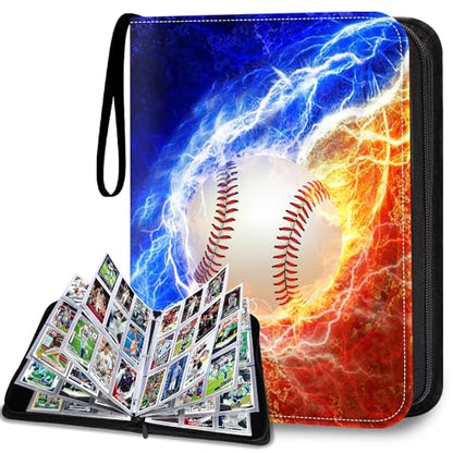 Baseball Card Binder 9 Pocket Fits 900 Cards, Trading Card Binder Album | 9-Pocket Design With 50 Removable Sleeves, Stores 900 Cards, Ideal For Sports And TCG Card Collections - color: Baseball Card Binder