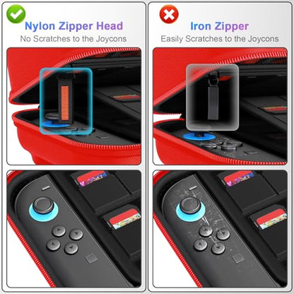 daydayup Switch Carrying Case Compatible with Nintendo Switch 2, with 24 Games Cartridges Protective Hard Shell Travel Carrying Pouch DS Case Red - color: Red, size: 2025-Inch