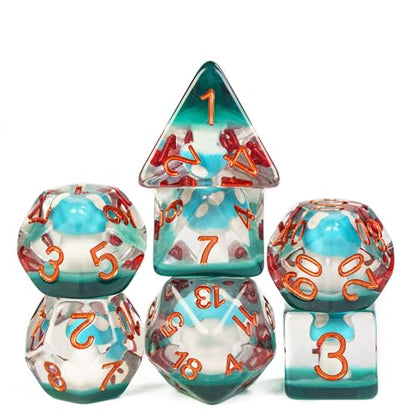 UDIXI Mushroom DND Dice, Cyan Mushroom Dice Set for D&D Role Playing Games | Velvet Storage Bag, DM Gift, for Dungeons and Dragons Tabletop Games Board Games - color: Mushroom Blue